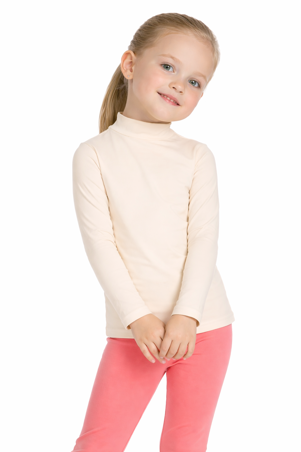 MAGLIETTA DANZA COLLO LUPETTO LYCRA CARNE BABY